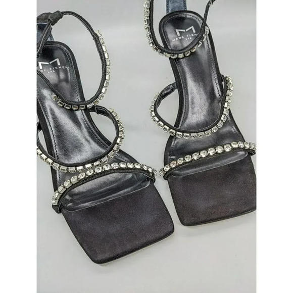 Marc Fisher Women's Dezzi Rhinestone Ankle Strap Sandal Black Size 7.5 MSRP $150 - Picture 4 of 8